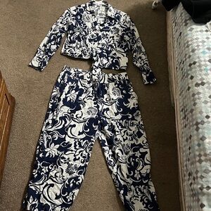 Christian Siriano Navy and White Floral Set
